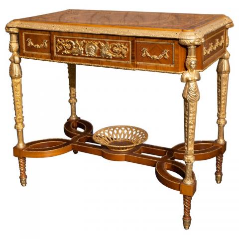 20th_Century_French_Gilt_Bronze_Marquetry_Table