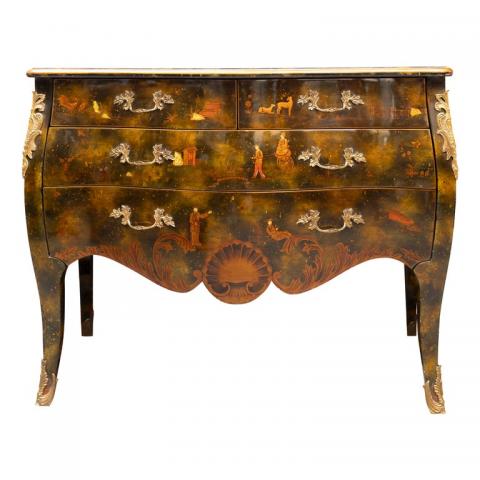 French_Louis_XV_Style_Bombe_Chinoiserie_Lacquered_Commode